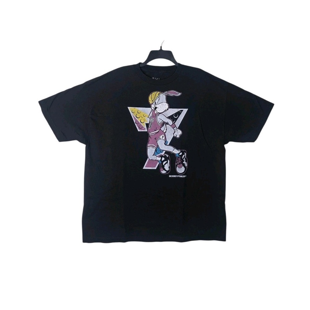 Bobby Fresh Bugs Bunny Basketball Graphic T-Shirt Mens 2XL Black SS Crewneck